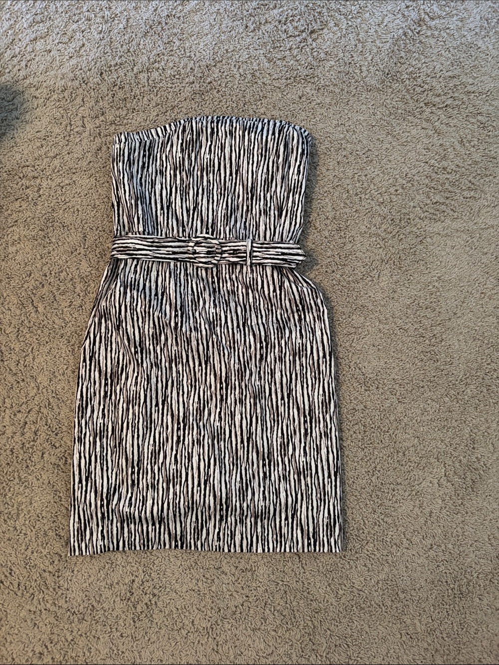 Jacob Strapless Black and White Zebra-Stripe Dress